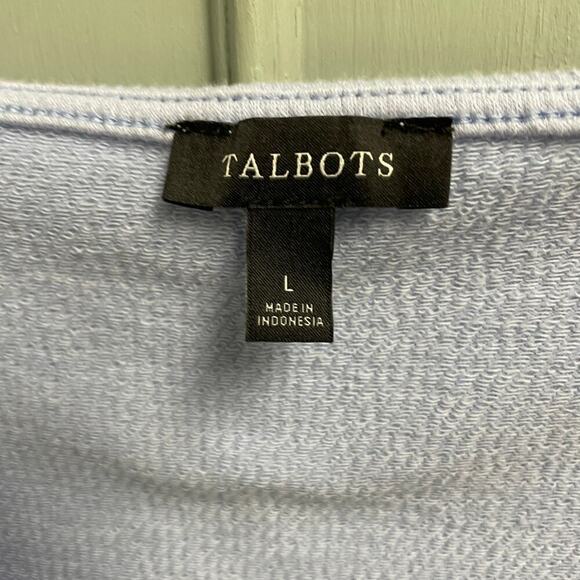 Talbots Light Blue Blouse Size Large Puffe Sleeve Ruffle Dressy Casual - Picture 2 of 5